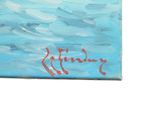 a painting of a boat in the water on a white background