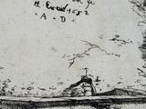 a black and white drawing of a man sitting on a bench