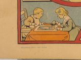 a drawing of two children playing a game of checkers