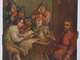 une image d'un tableau représentant un groupe de personnes assises autour d'une table