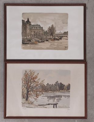 deux photos représentant un bâtiment et un lac