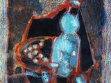 une image représentant un tableau où l'on voit un chat assis dans une valise