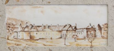 une photo d'une photo d'une ville accrochée au mur