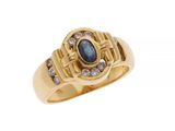 une bague en or sertie d'un saphir et de diamants