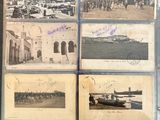 several old photos of a city with a lot of people on it