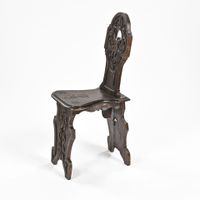 Paire de chaises escabelle en chêne dossier violonné (photo 4)