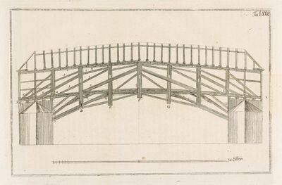 un vieux dessin représentant une construction en bois avec un toit en bois