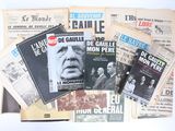 several old french newspapers are stacked on top of each other