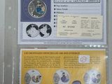 a picture of a set of three coins with a picture of a man