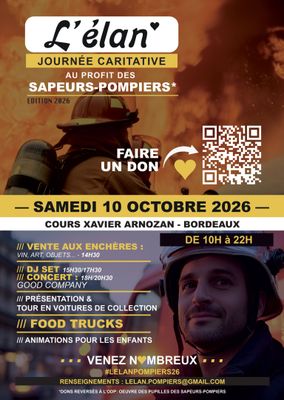 un prospectus annonçant un événement organisé par les pompiers, avec la photo d'un homme portant un casque