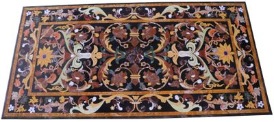 Grand plateau en pietra dura (marqueterie de pierres dures p…
