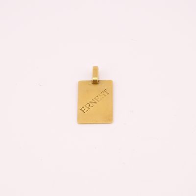 a gold plated square pendant with the word fen fen fen fen fen fen fen fen fen fen fen fen