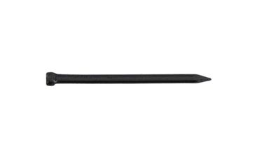 un gros plan d'un stylo noir sur fond blanc