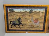 painting of a man on a horse and a man on a horse in a field