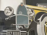a picture of a picture of a vintage car on the wall