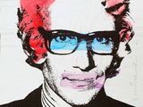 un tableau représentant un homme portant des lunettes et un nœud papillon