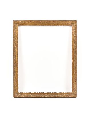 an old gold frame with a white background