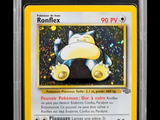 a close up of a pokemon trading card on a black background