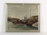 une image d'une peinture de bateaux sur l'eau