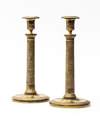 pair of antique brass candlesticks