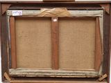 an old wooden box with a piece of paper on top of it
