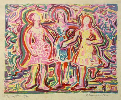 Suzanne TOURTE (1904-1979) Les petites filles Lithographie p…