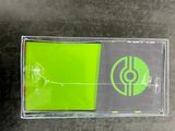 a box with a green logo on it sitting on a table