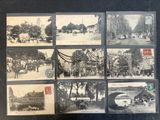 plusieurs vieilles photographies en noir et blanc représentant des personnes et des chevaux dans un parc