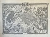 une vieille carte de Paris datant du XIXe siècle représentant la ville et les rues environnantes