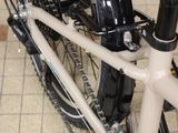 a close up of a bicycle with a seat on it