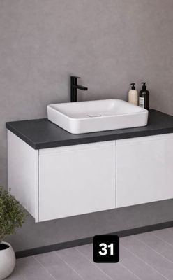 Ensemble meuble de salle de bain 100 cm OSKAB – Blanc avec v…