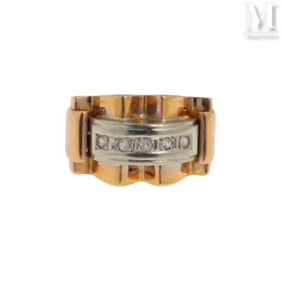 Bague Tank Bague Tank en or rose 18K (750°/°°) ornée d'une l… - Photo 1