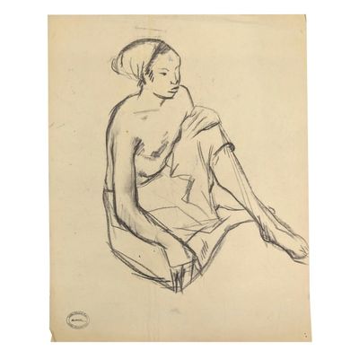 l'image d'un dessin représentant une femme assise sur une chaise