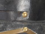 a close up of a helmet on a table