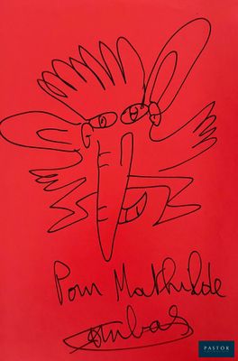 un livre rouge sur lequel est dessiné un oiseau