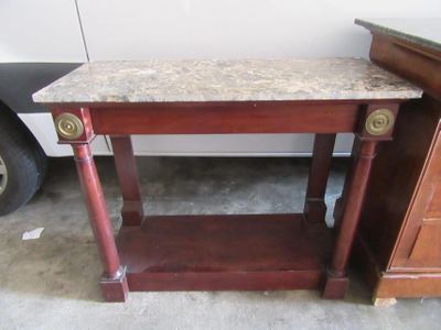 229.56 - CONSOLE "PORTIQUE" DE STYLE RESTAURATION EN ACAJOU …