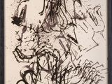 a black and white drawing of a man on a horse
