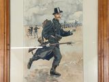 painting of a man in a top hat and uniform holding a rifle