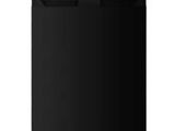 a black refrigerator freezer sitting on top of a white counter