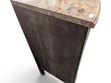 a small table with a marble top on a white background