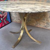 Table ronde de salle à manger piètement laiton anciennement … (photo 3)