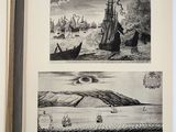 an open book with two pictures of ships in the ocean