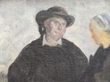 a painting of a man and a woman standing next to each other