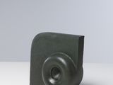 an image of a black sculpture sitting on top of a white table