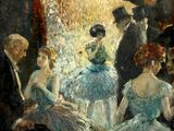 une peinture à l'huile représentant un groupe de personnes vêtues de tutus