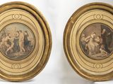 pair of 19th century french oval gilet frames with scenes of the life of christ and the death of christ