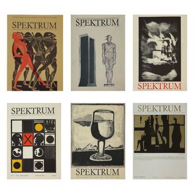 six types d'affiches différents sont exposés sur un fond blanc
