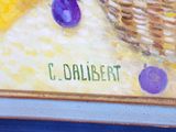 a painting of a basket of fruit on a table