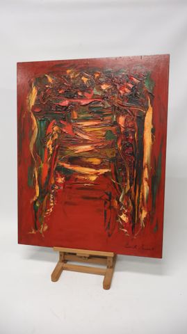 GIRARD Emile (Né en 1932) - Abstraction. Huile sur panneau. Signé...