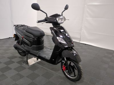 a scooter parked in a room with a checkered floor